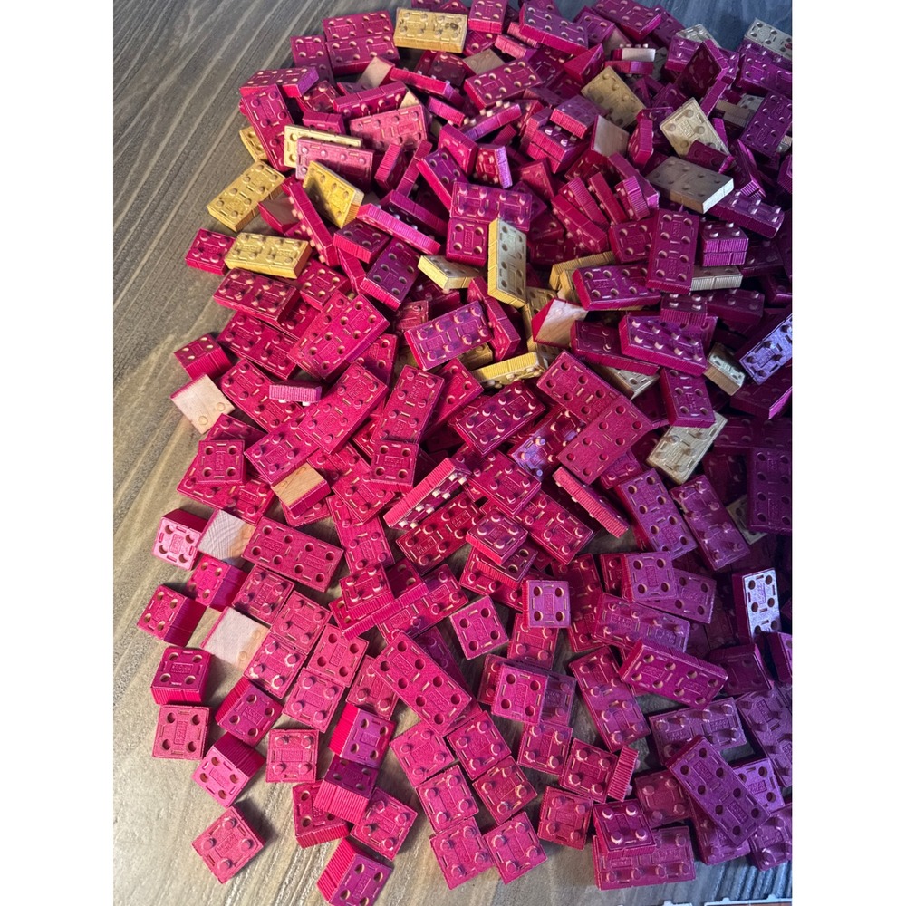 VTG Halsam American Bricks Wood Building Blocks 6.3lb Lot w/ Rare Window Doors - Picture 8 of 11